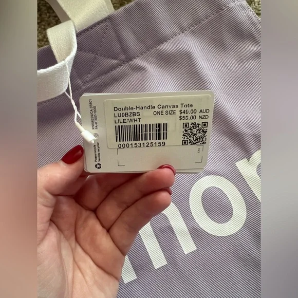 Lululemon Double Handle Canvas Tote Lilac Ether/White 17L - Picture 3 of 3